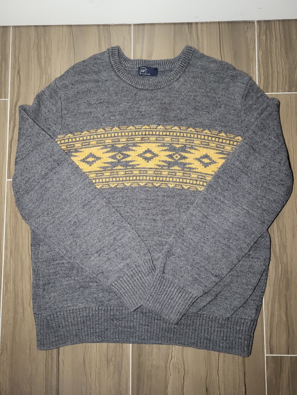 GAP Heather Gray Crewneck Grandpa Sweater